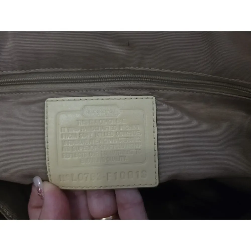 Vintage Coach Leather Handbag Satchel Purse Soho Flap Bag Beige Tan F10913 COA